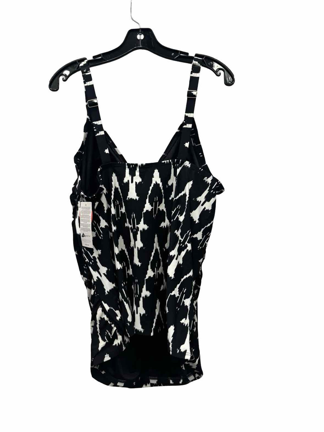 LL Bean Size 20 Black Print Swimsuit Top