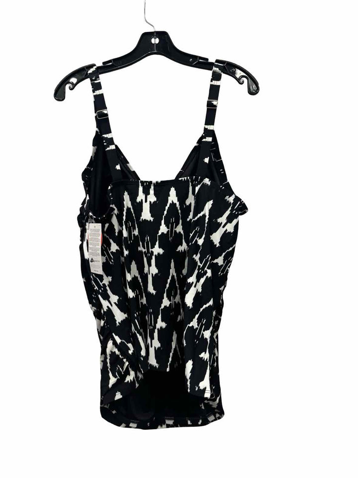 LL Bean Size 20 Black Print Swimsuit Top