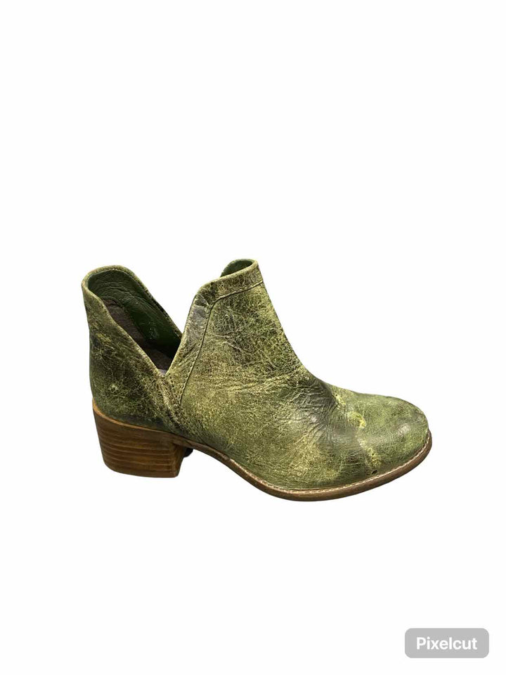 Diba True Shoe Size 7.5 Green Leather Work Nerd Boots(Ankle)