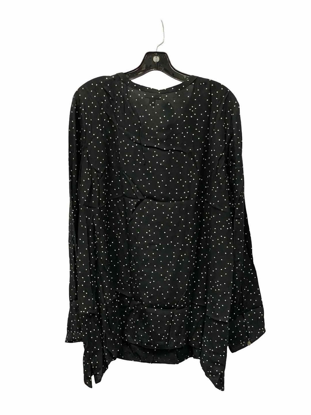 J Jill Size L Black White Polka Dot Long Sleeve Shirts