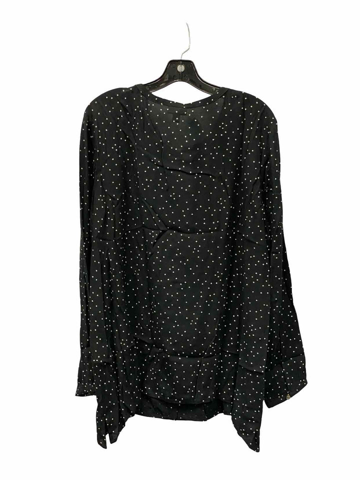 J Jill Size L Black White Polka Dot Long Sleeve Shirts