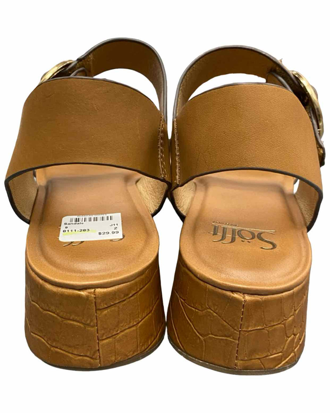 Sofft Shoe Size 9 Brown Leather Faedra Platform Wedge Sandals