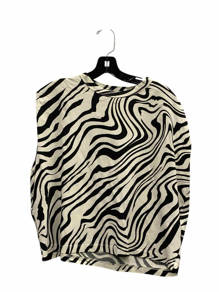 Sandro Size M Black White Print Short Sleeve Shirts