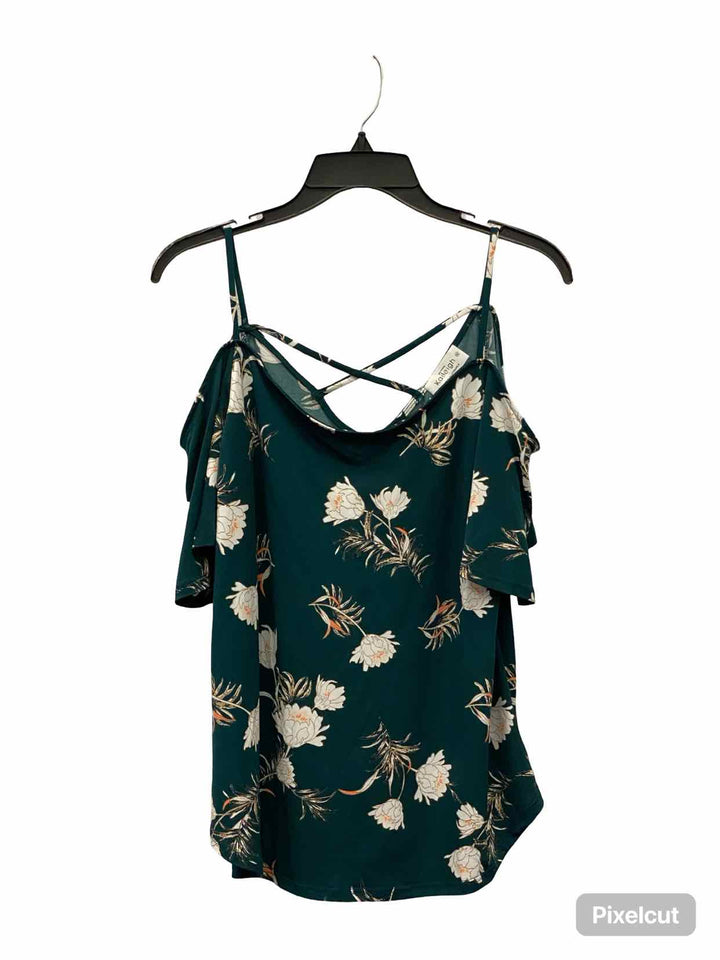 Kaileigh Size M Green White Floral Tank Top