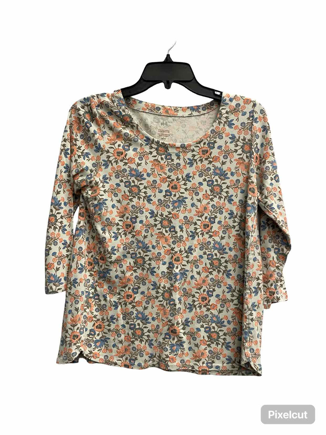 J Jill Size S White Multi Floral 100% Pima Cotton Long Sleeve Shirts