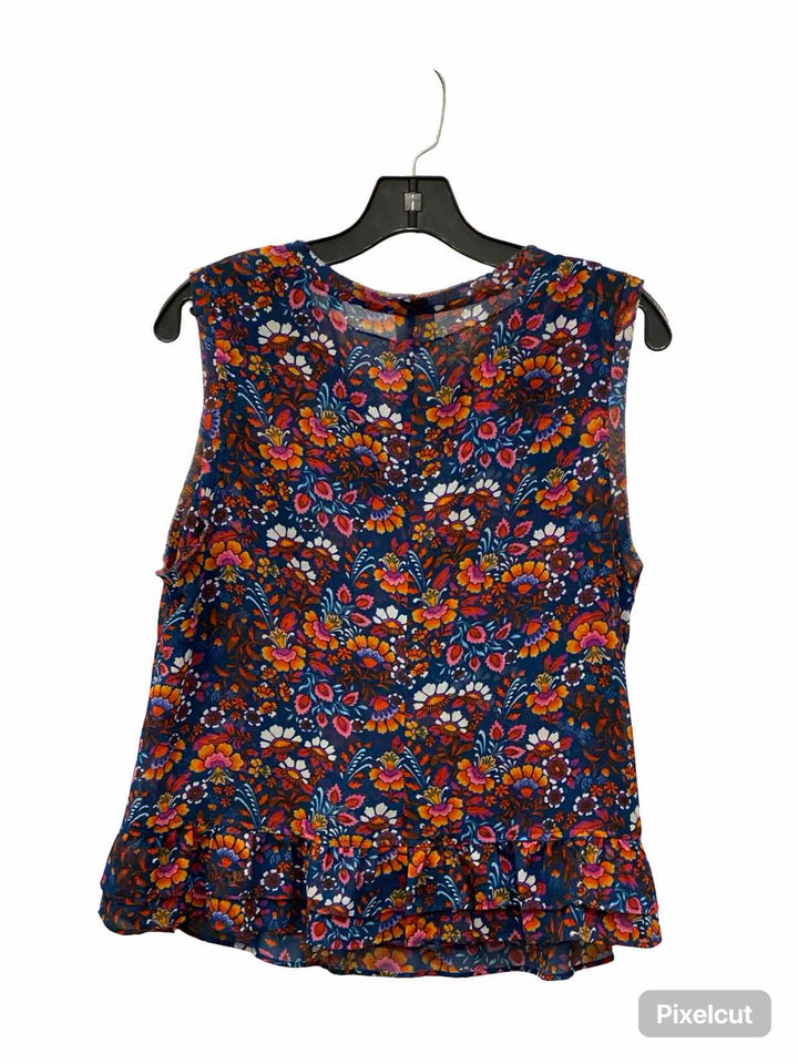 Cabi Size S Blue Orange Floral Tank Top