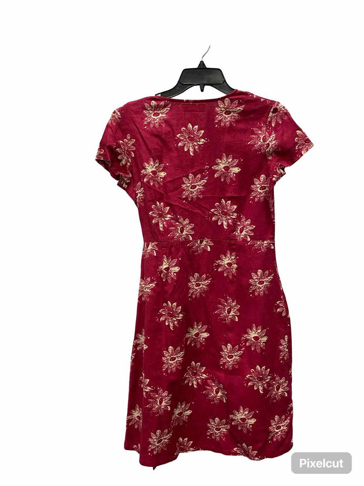 Eddie Bauer Size 8 Pink Floral 100% Linen Dress