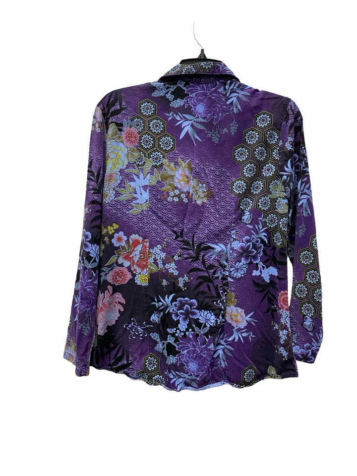 Tianello Size S Purple light blue Floral Long Sleeve Shirts
