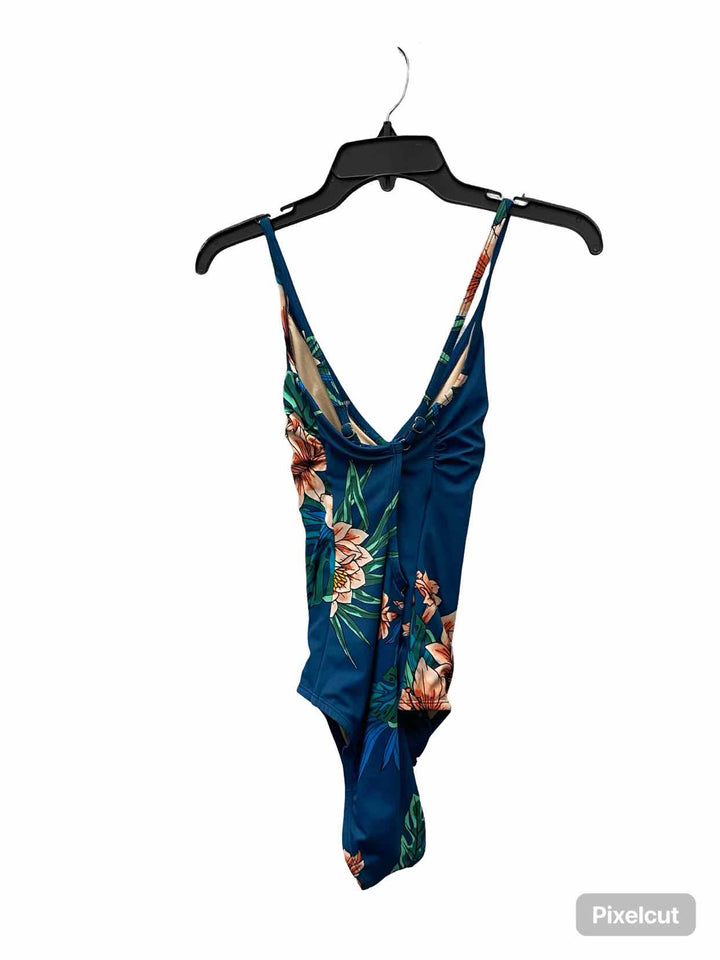 Kona Sol Size S Blue Green Floral Swimsuit
