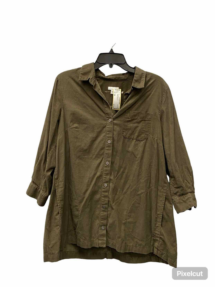 J Jill Size MP Green Corduroy Long Sleeve Shirts