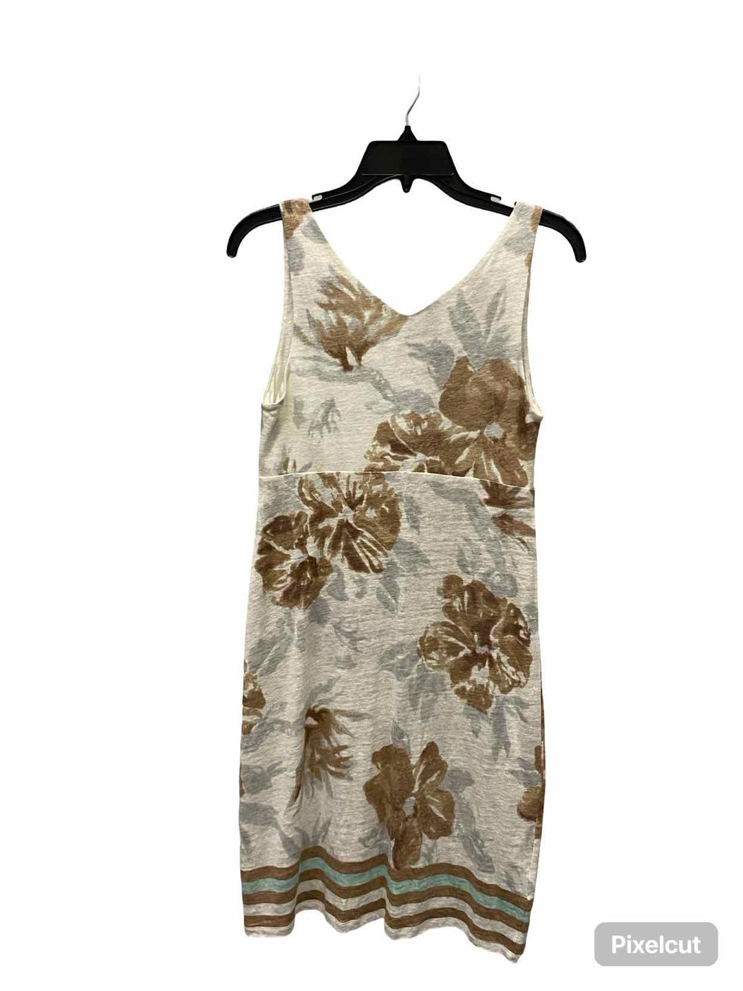 Tommy Bahama Size S/P White Beige Floral 100% Linen Dress