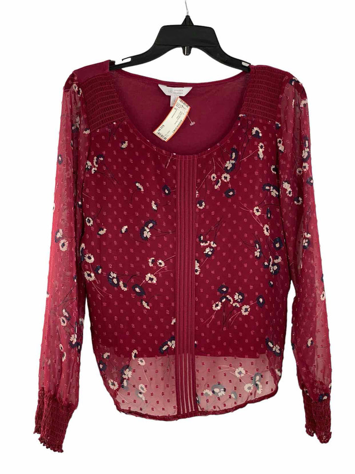 Lauren Conrad Size S Berry Floral Long Sleeve Shirts