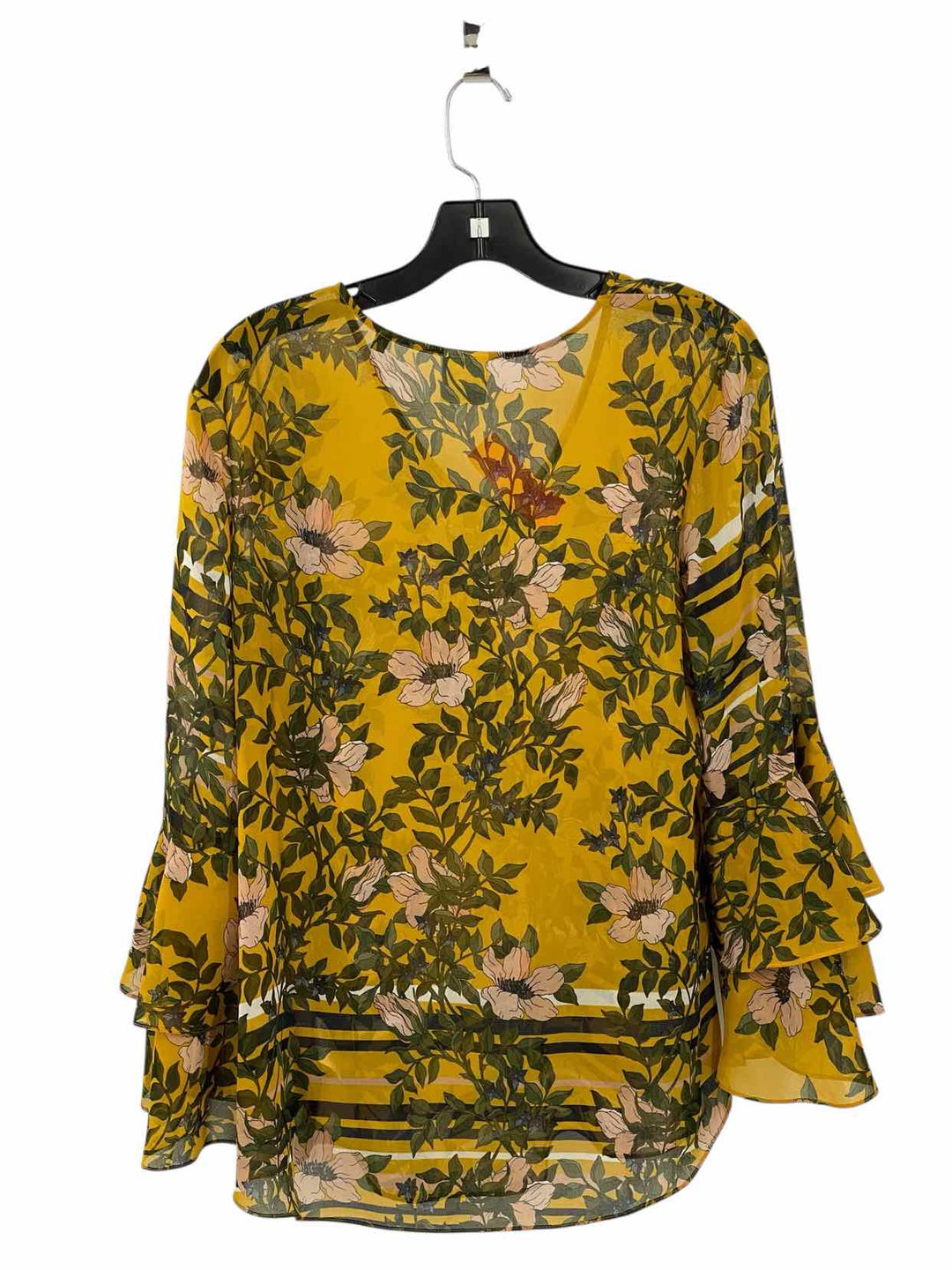 Cabi Size M Yellow Green Floral Long Sleeve Shirts