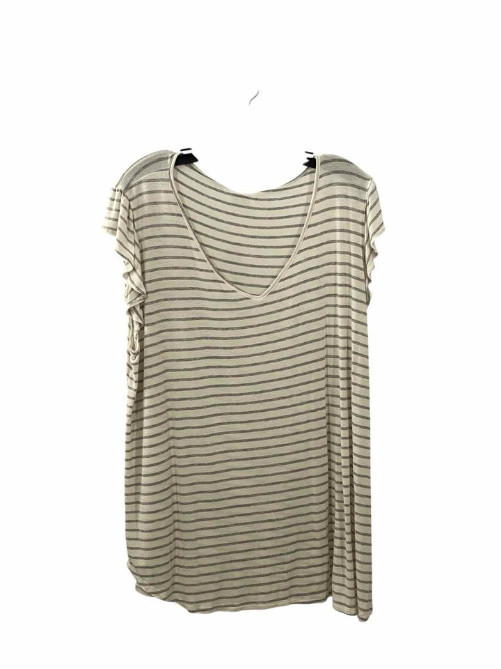 Sew in Love Size 2X White Grey Stripes Short Sleeve Shirts