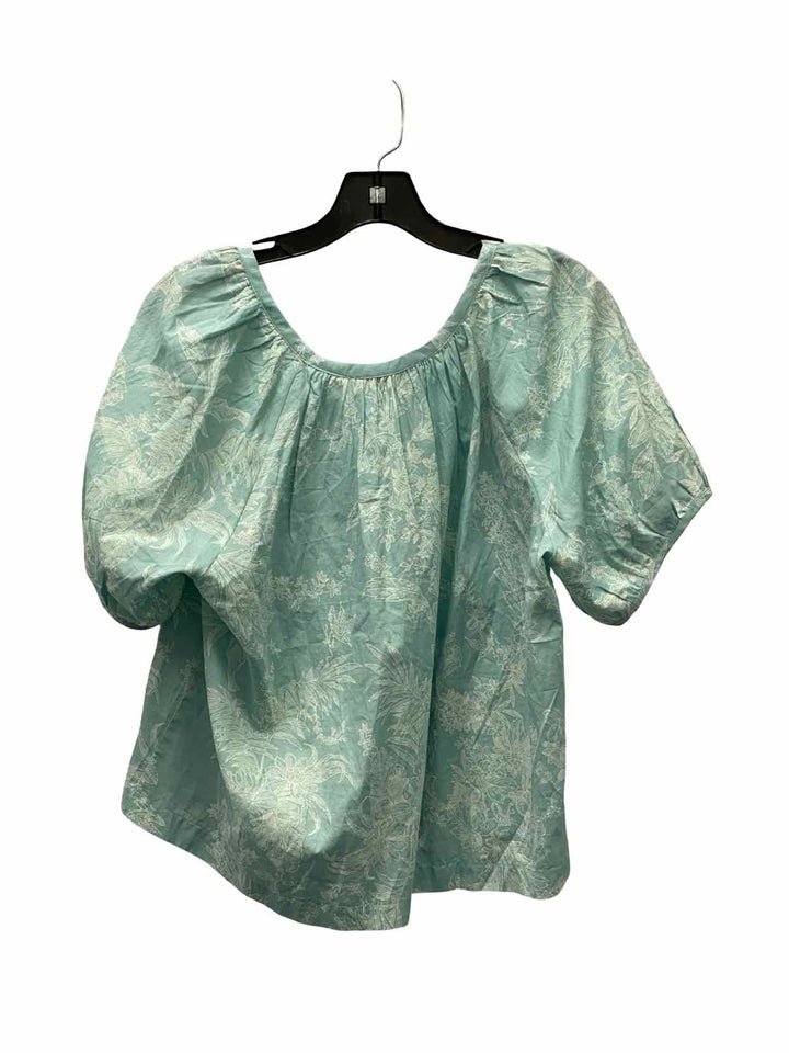 Loft Size M Turquoise Floral Short Sleeve Shirts