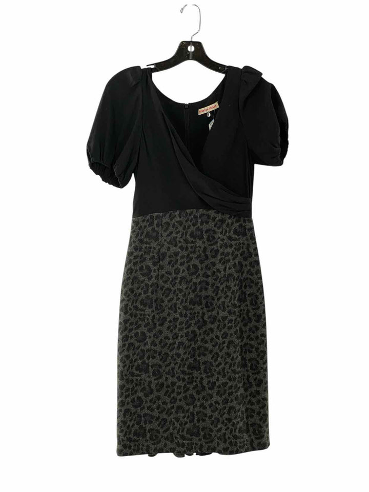 Rebecca Taylor Size 4 Black Gray Leopard Print Dress