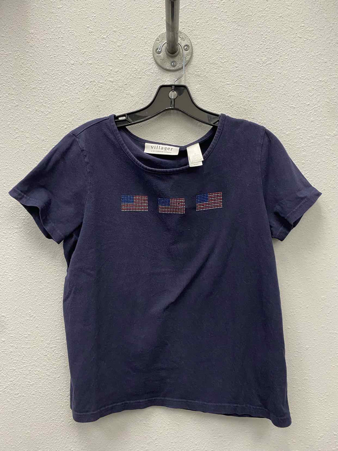Villager Size M Navy 100% cotton T-shirt