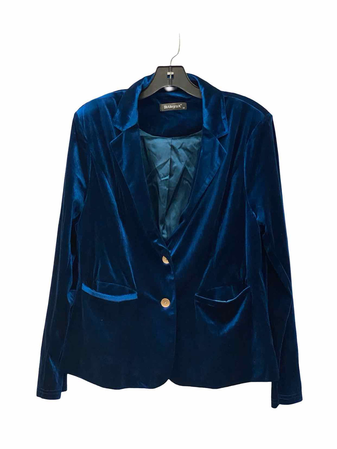 Allegra K Size 1X Blue Velour Blazer