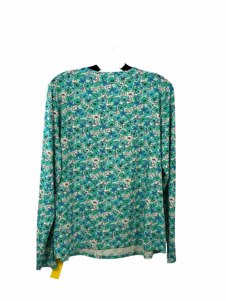 Lands End Size XL Blue Floral Long Sleeve Shirts