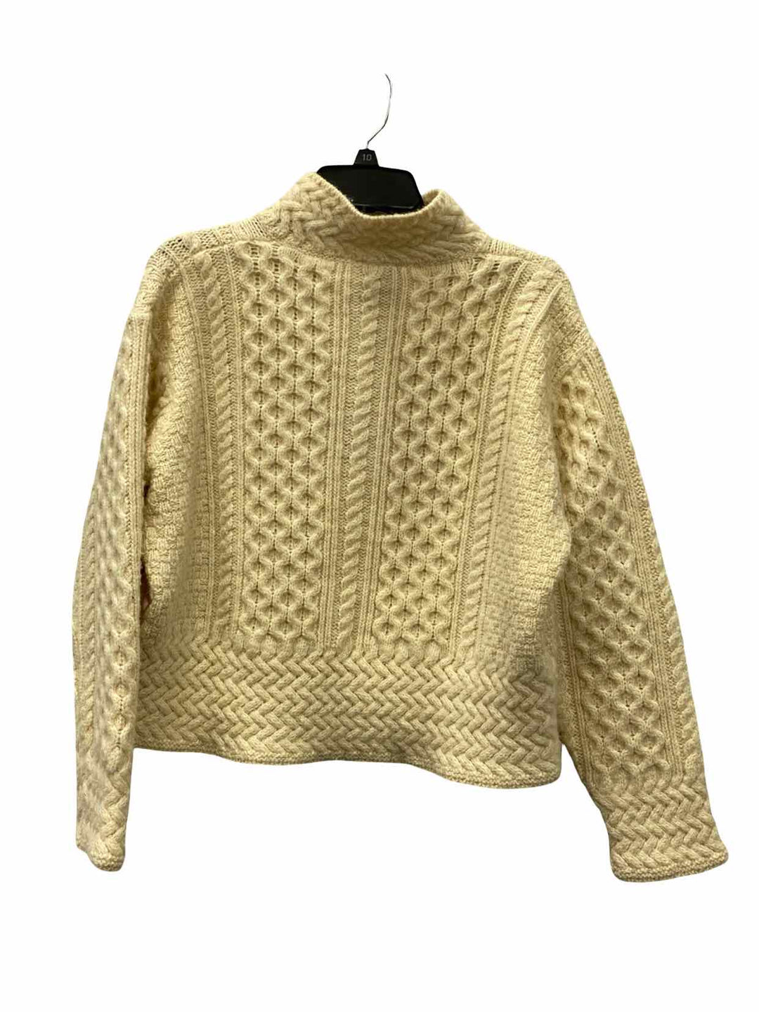 Carraig Donn Size S/M Beige Cable Knit 100% Wool Sweater