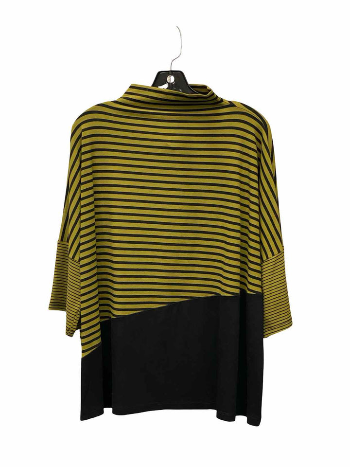 Lisa Bayne Size S Green Black Striped Long Sleeve Shirts