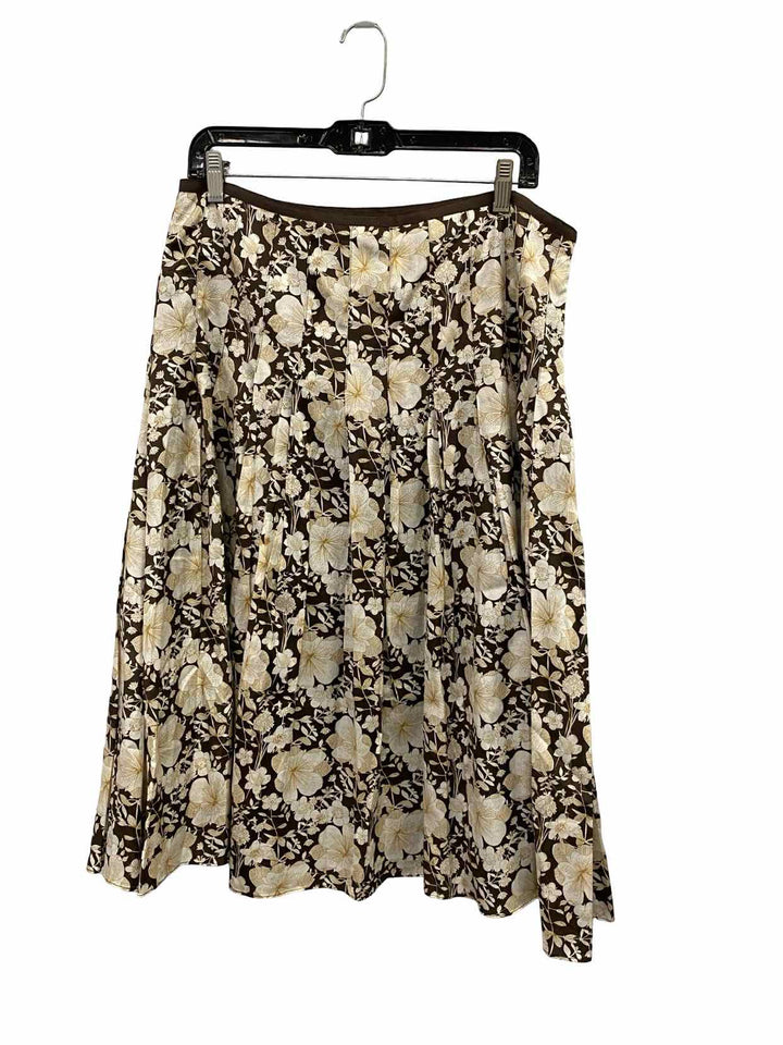 Liz Claiborne Size 12 Brown White Floral Skirt