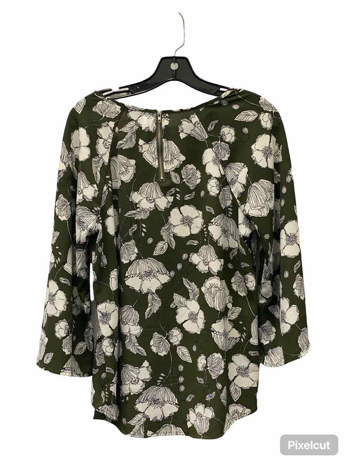 Paper Moon Size S Green White Floral Long Sleeve Shirts