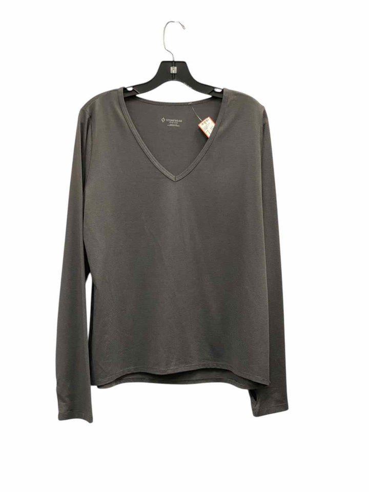 Stonewear Designs Size L Grey Stripe Athletic Long Sleeve