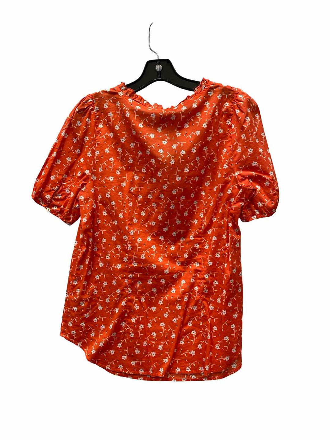 Talbots Size M Orange Floral Cotton Short Sleeve Shirts