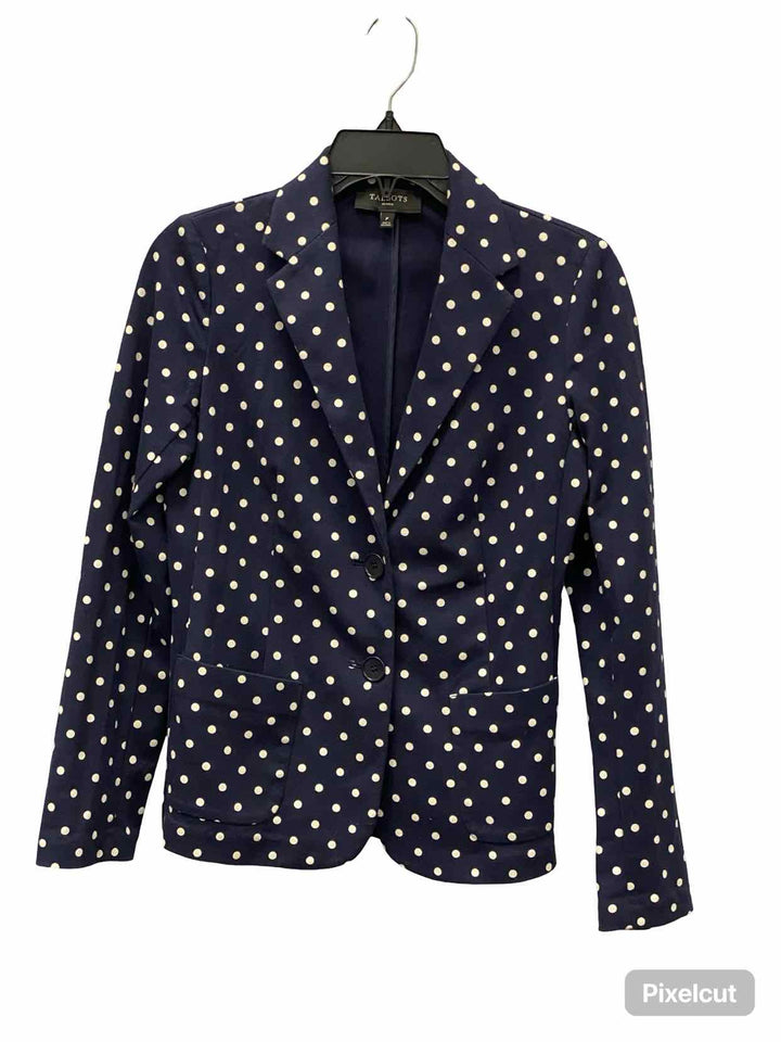 Talbots Size S Navy White Polka Dot Blazer