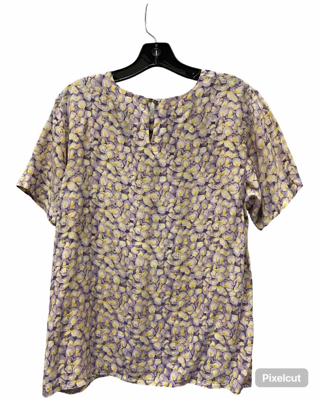 Edward Size L Purple Yellow 100% silk Short Sleeve Shirts