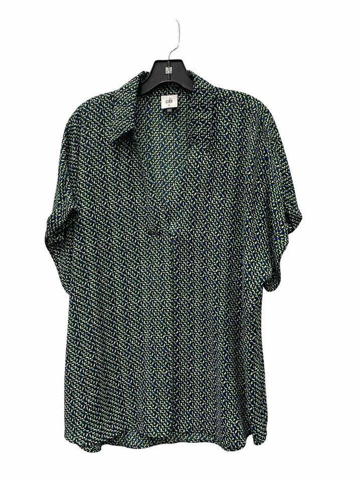 Cabi Size XL Green Blue Print Short Sleeve Shirts