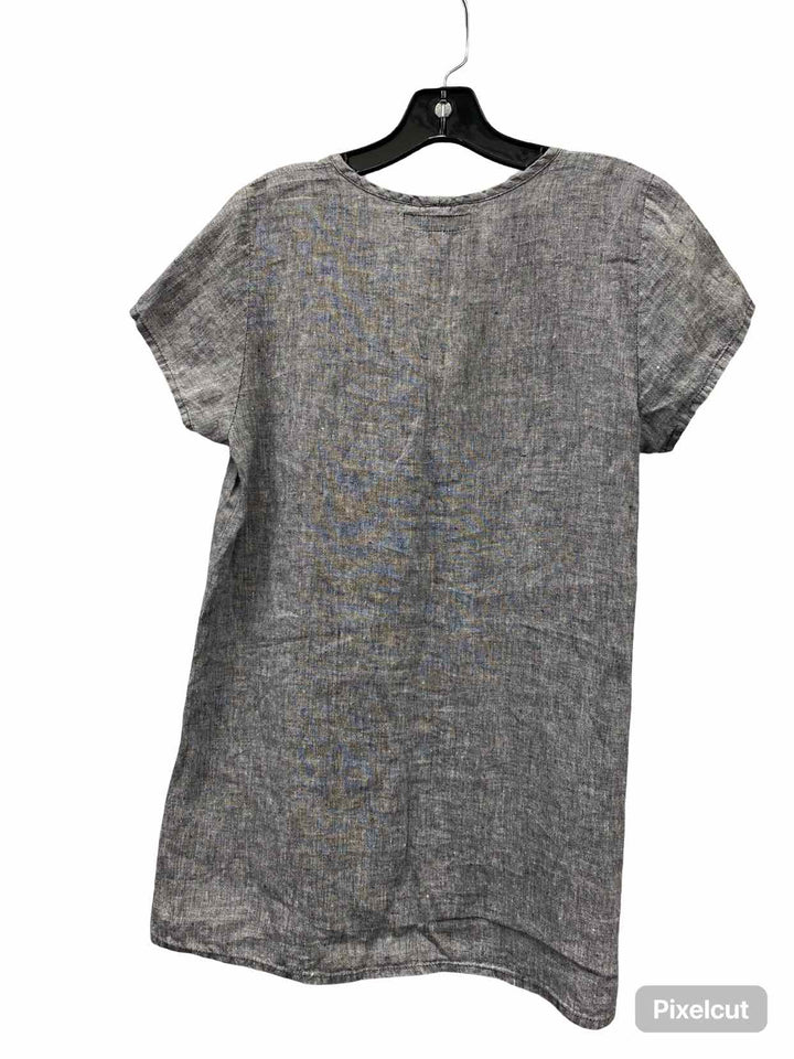 Flax Size P Gray 100% Linen Short Sleeve Shirts