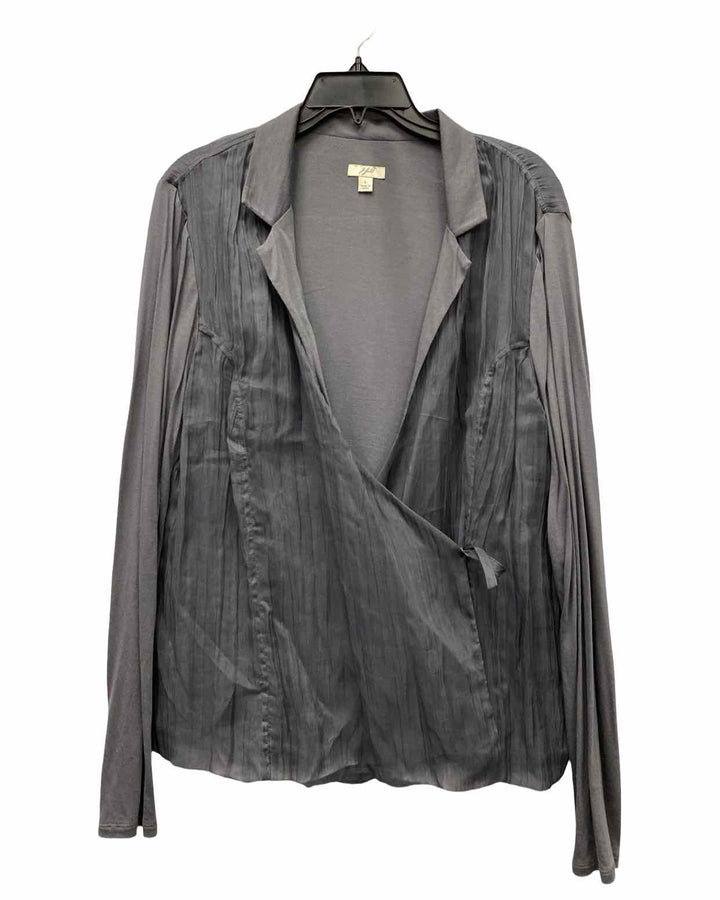 J Jill Size L Grey Long Sleeve Shirts
