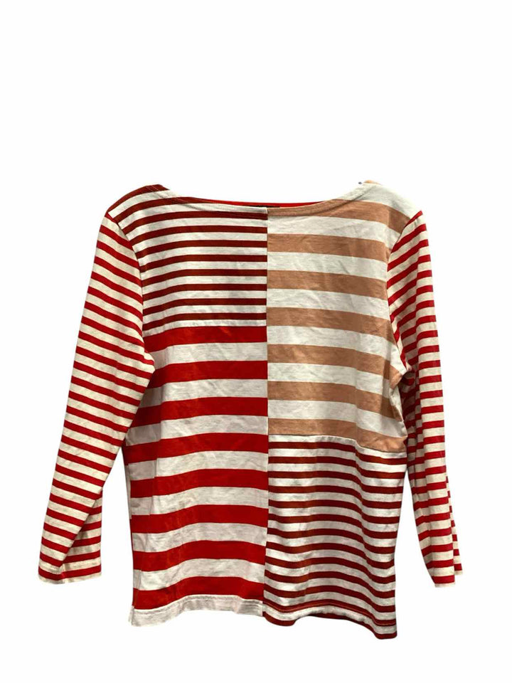 J Crew Size L Red White Striped Long Sleeve Shirts