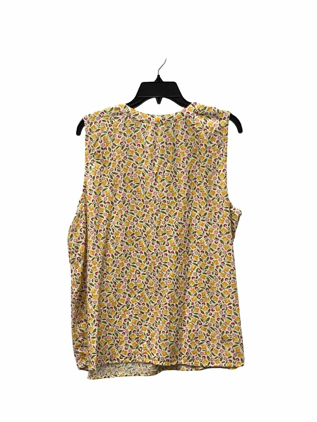 Croft & Barrow Size L Yellow Floral Tank Top
