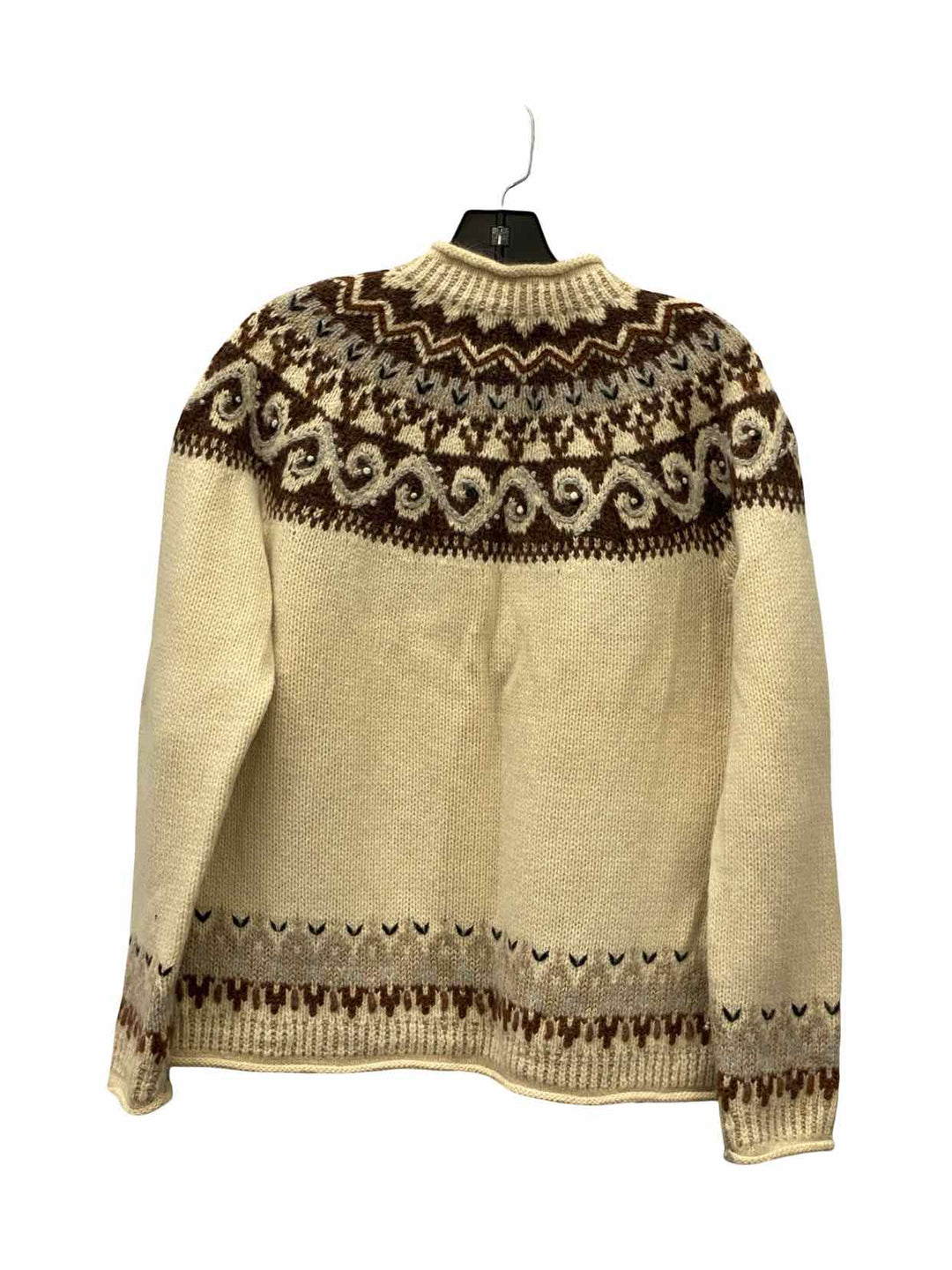 Icelandic Designs Size L Cream Brown Print Jacket
