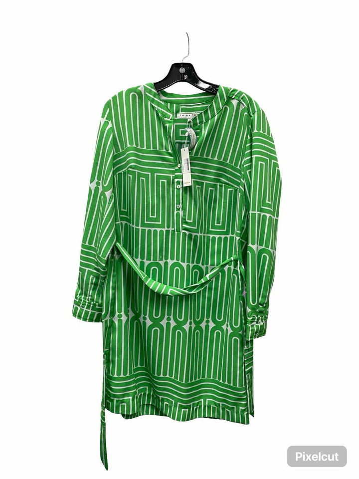 Trina Turk Size 6 Green White Print Dress