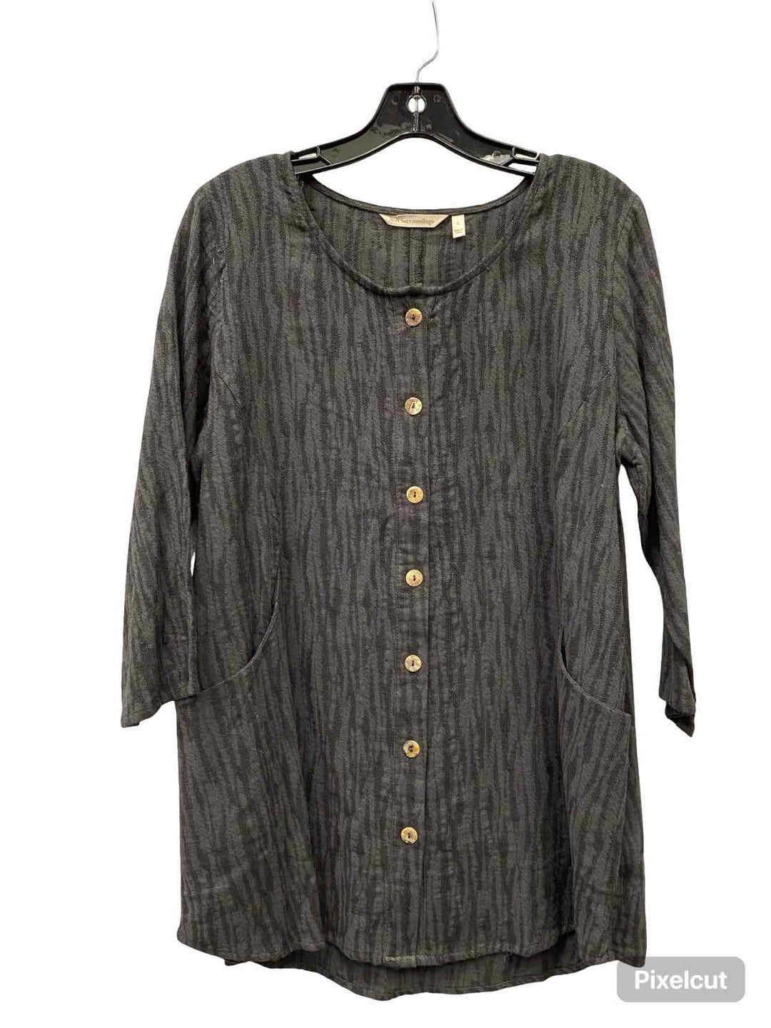 Soft Surroundings Size L Grey Long Sleeve Shirts