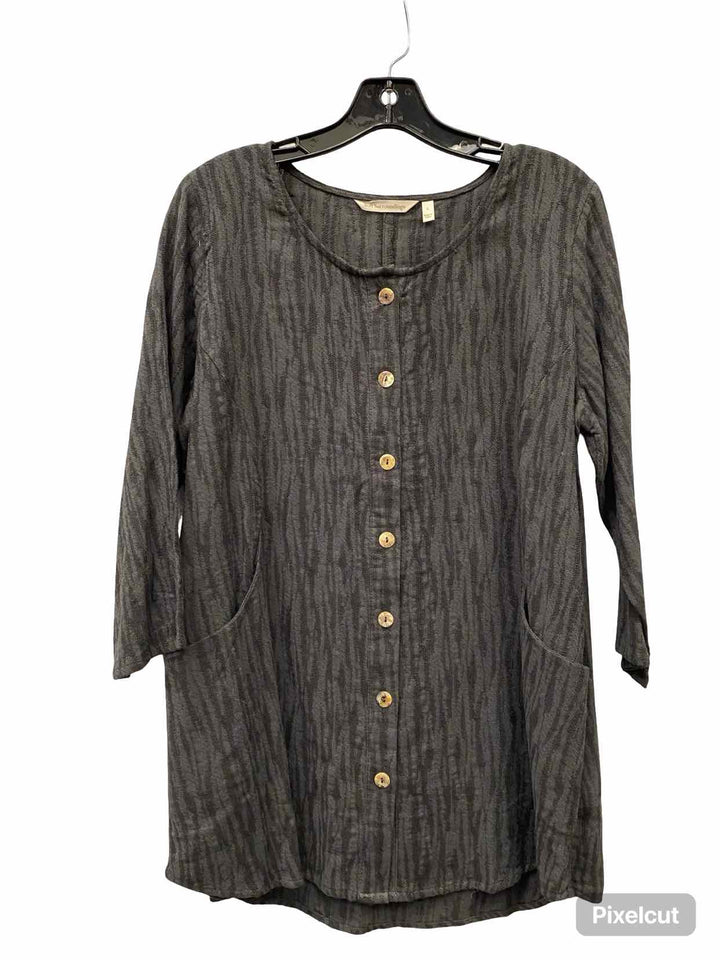 Soft Surroundings Size L Grey Long Sleeve Shirts