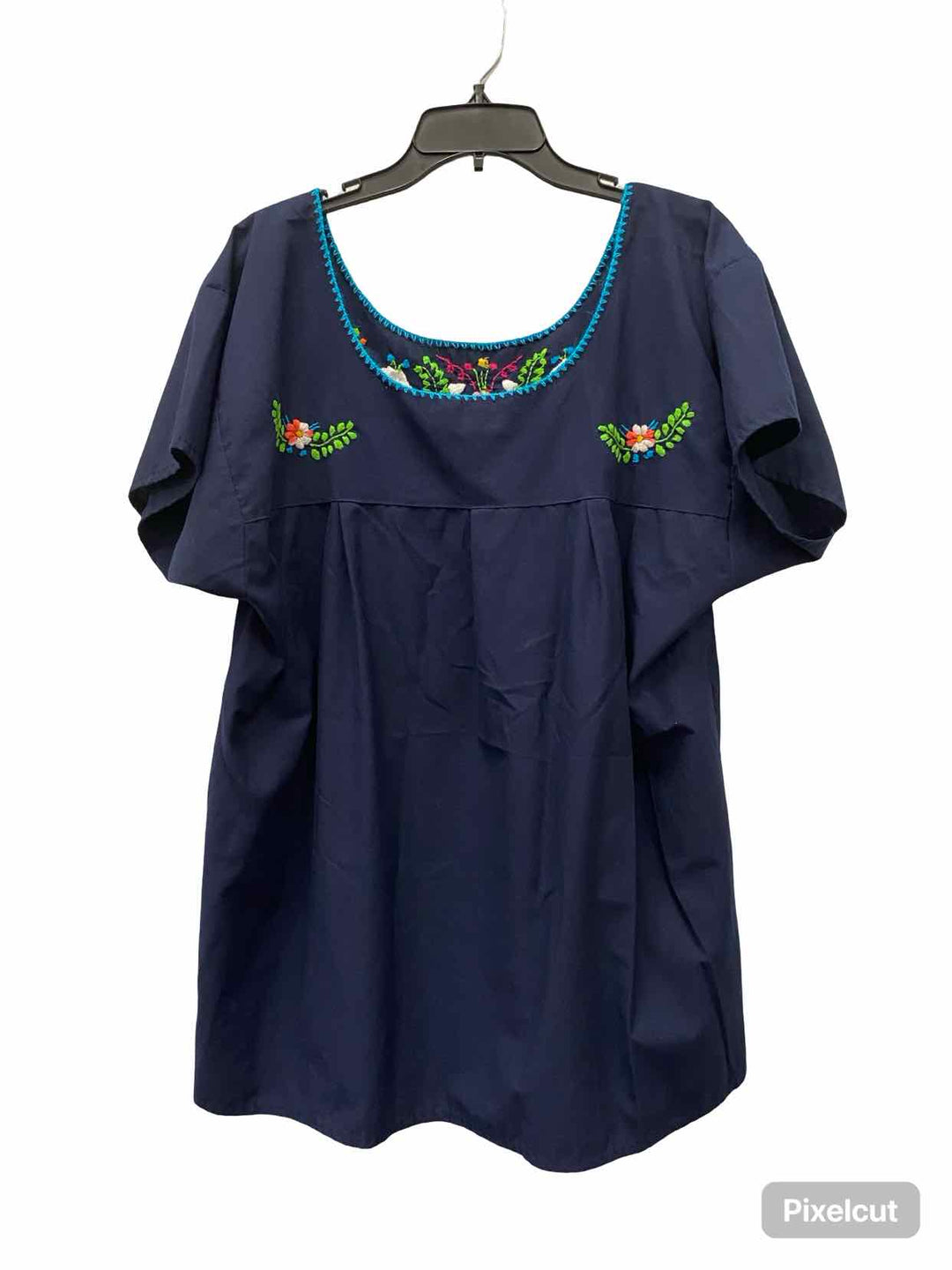 Unknown Brand Size XL Navy Embroidered Short Sleeve Shirts