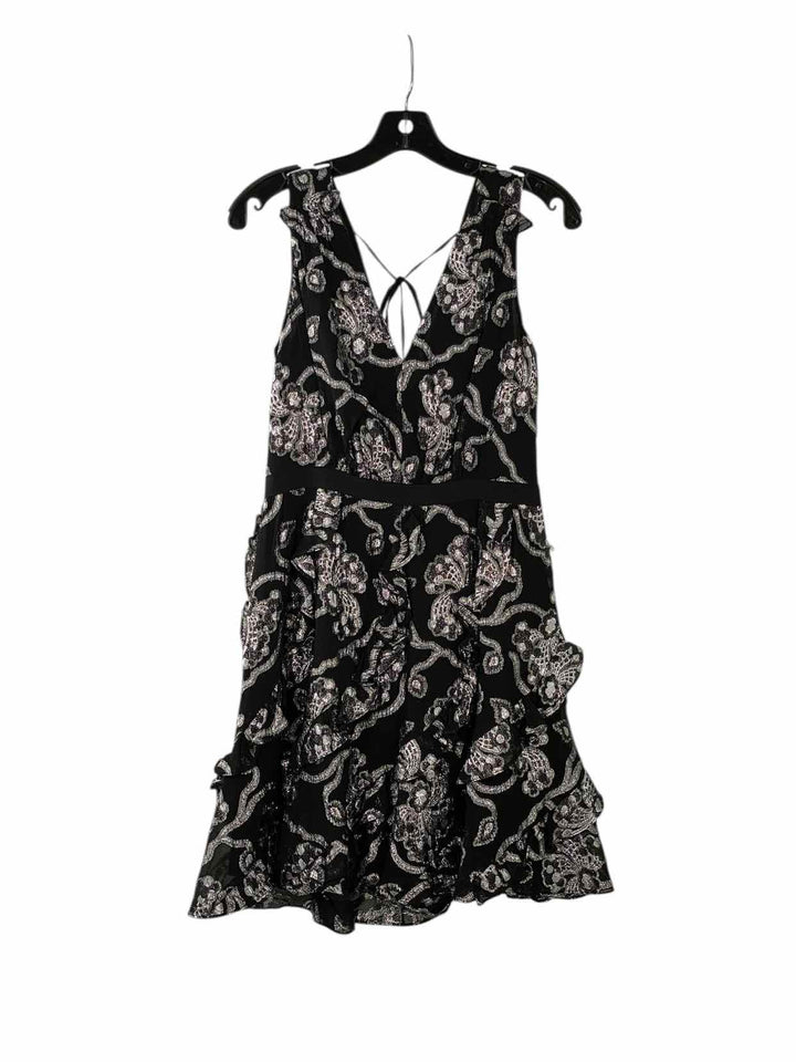 Rebecca Taylor Size 2 Black Silver Print Dress