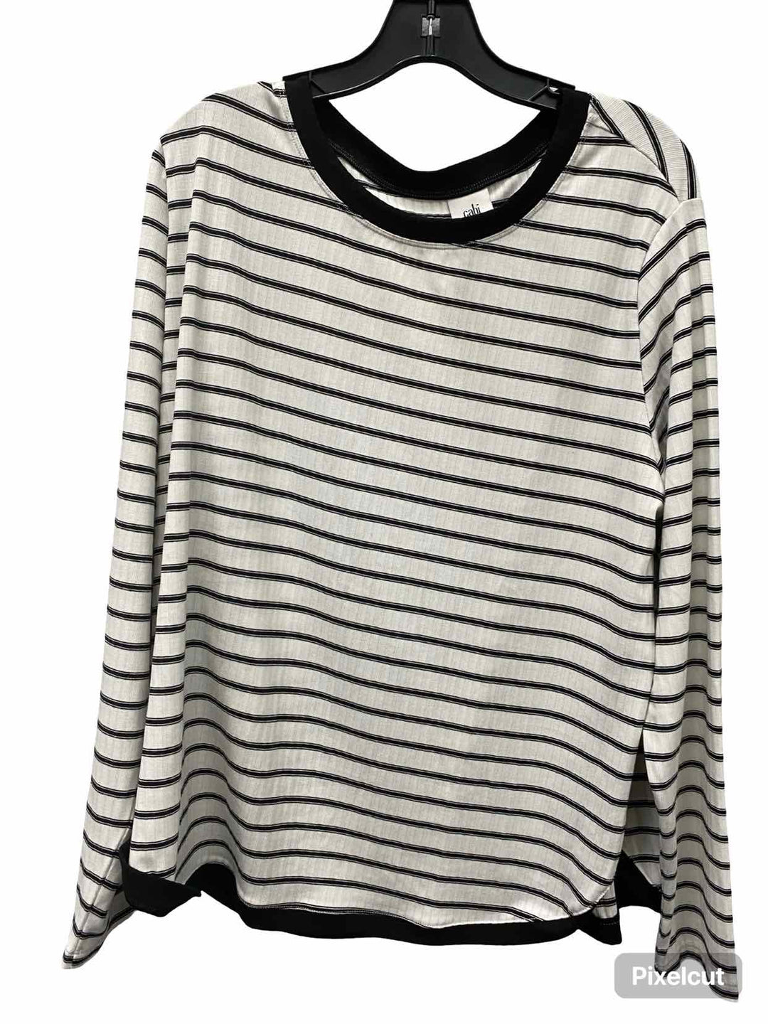 Cabi Size XL Black White Stripe Long Sleeve Shirts