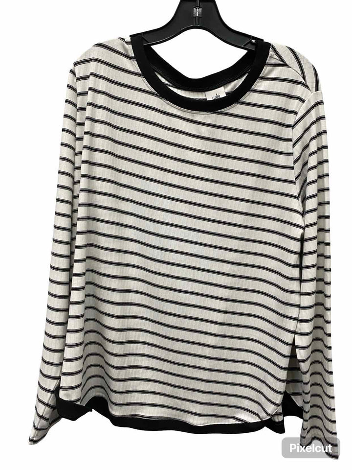 Cabi Size XL Black White Stripe Long Sleeve Shirts