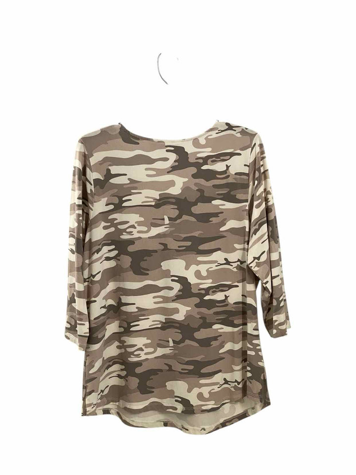 Belle by Kim Gravel Size L White Purple Print Long Sleeve Shirts