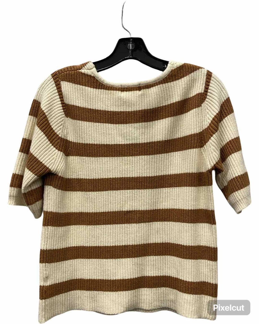 bohme Size L Cream Brown Striped Sweater