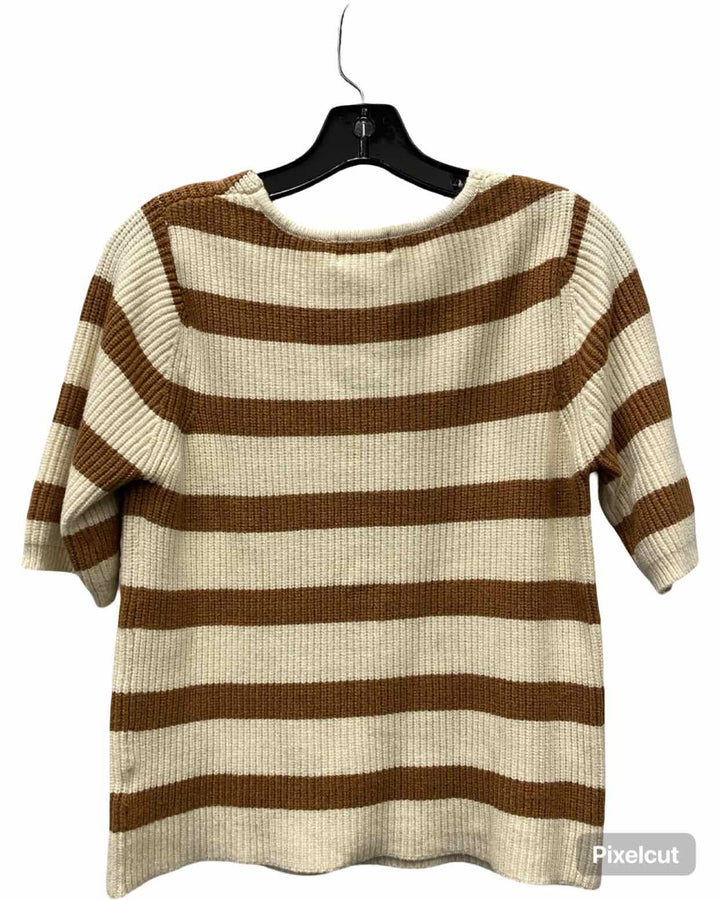 bohme Size L Cream Brown Striped Sweater