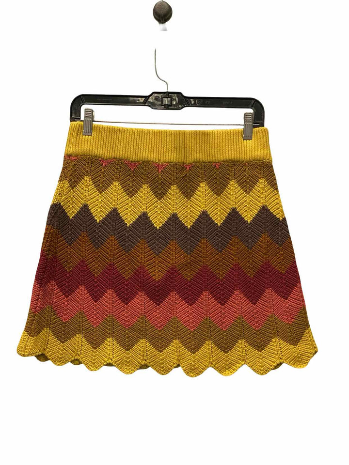 Known Supply Size M Yellow Multi zigzag 100% cotton Skirt