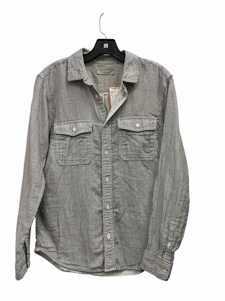 Everlane Size M/L White Grey Striped Long Sleeve Shirts