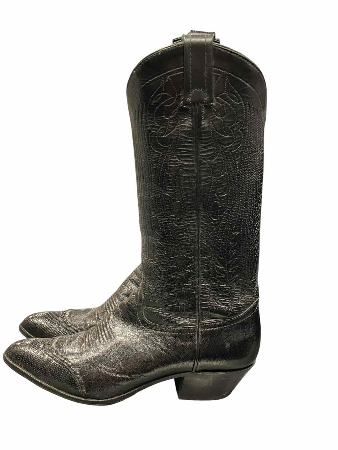 TONY LAMA Shoe Size 6 Black Cowboy Boots(knee)